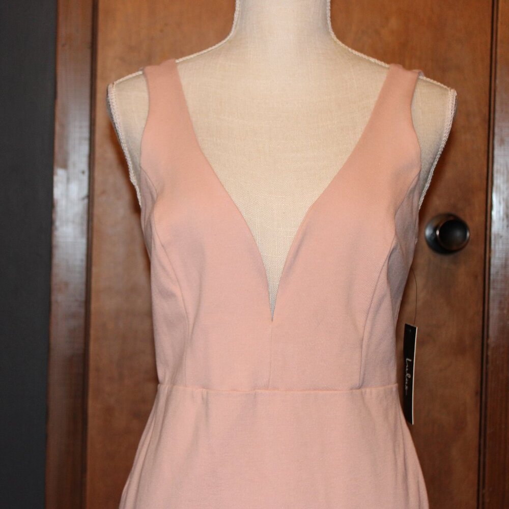 Lulu's Blush Pink Mini Dress with Plunge Neck
